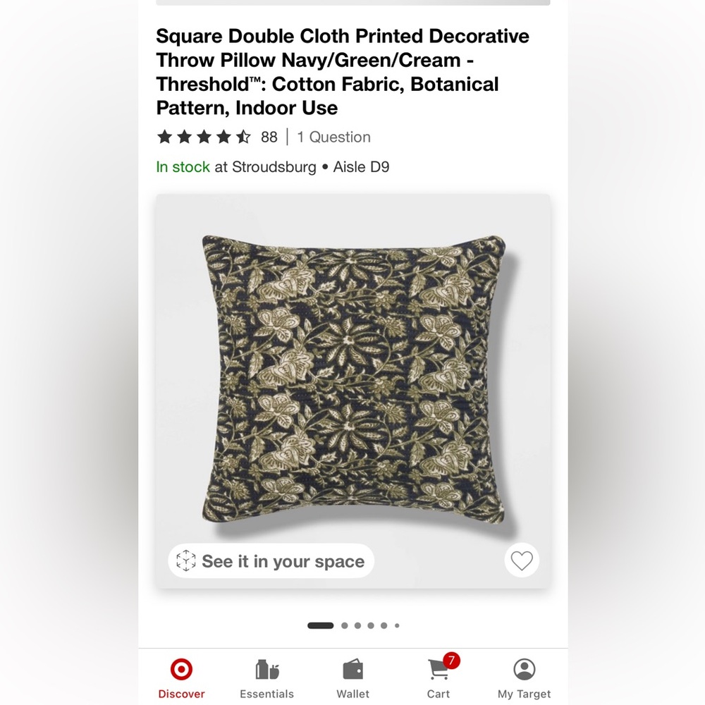 Threshold Blue and Green Accent Pillow Elegant Design
